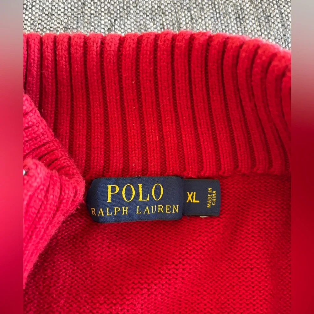 Polo Ralph Lauren half zip sweater 100% cotton XL red